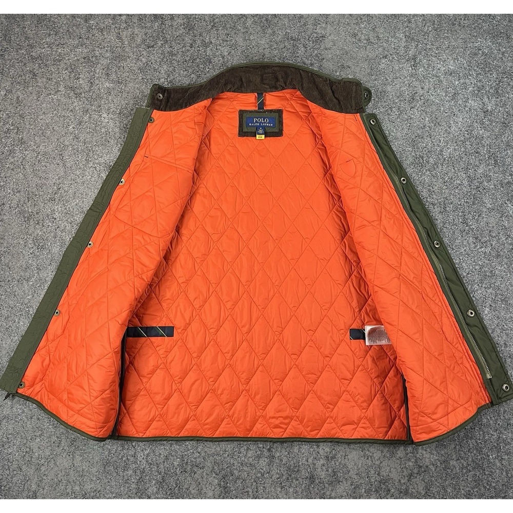 Polo Ralph Lauren Beaton Quilted Utility Vest Green Orange Brown Corduroy Mens M View 2